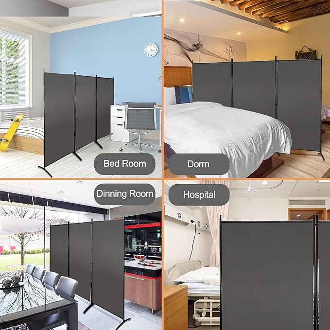 MAYOLIAH Partition Room Dividers 3 Panel Folding Privacy Screens 6 Ft Tall - Image 5