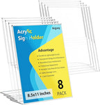 8 Pack Acrylic Sign Holder, Tabletop Plastic Paper Picture Frame Flyer Document by Argvey