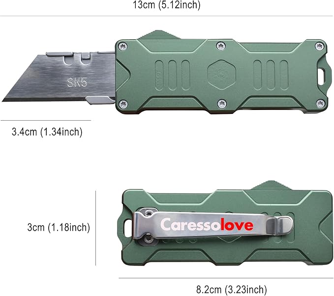 Caressolove Switch Blades Knife Push Button, Aviation Aluminum EDC Box Cutter - Image 7