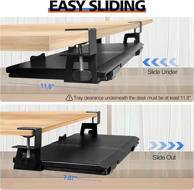 OUKMIC Large Keyboard Tray Under Desk Slide Out - Image 4