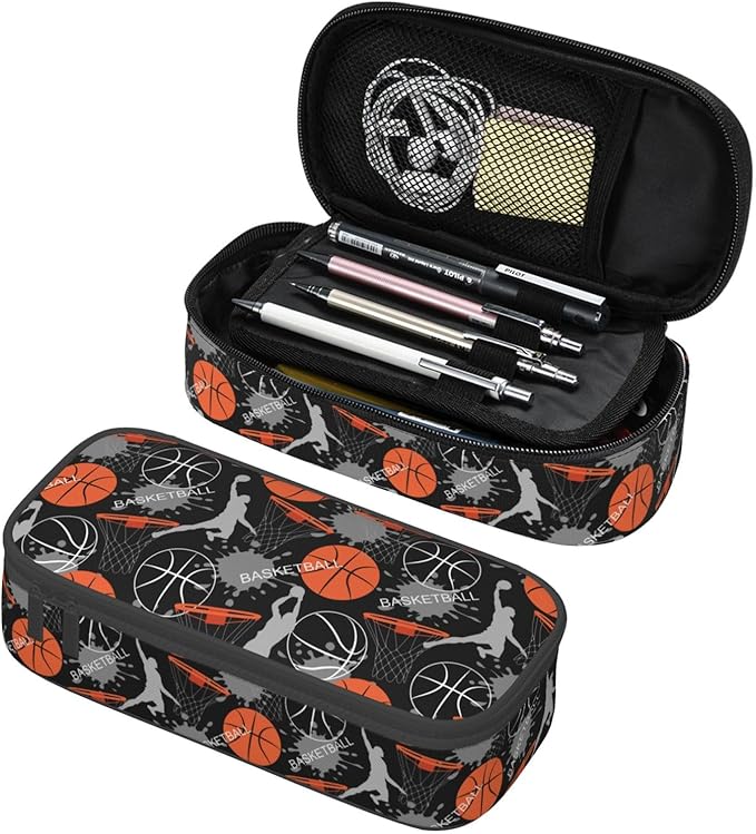 Basketball Fun Sport Ball Pencil Case Big Capacity Storage Pencil Pouch by HKHEHOP