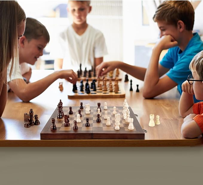 Magnetic Wooden Chess Set for Adults Kids 12'' Chess Board - Image 2