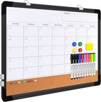 Monthly Calendar Whiteboard, Magnetic Dry Erase Board, Double-Sided White Board by ABERLLS