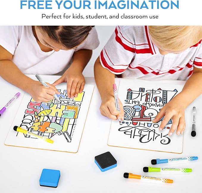 Nicpro Dry Erase Lap Board 12 x 16 inches 2 Pack Kid Double Sided Blank Small - Image 6