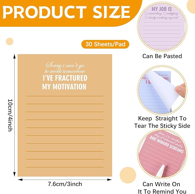 Funny Notepads with Sayings Sticky Funny Office Supplies to Do List Sarcastic - Image 2
