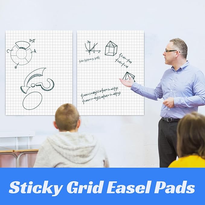 Nortix Sticky Easel Pad, 25x30 Inches Large Self Stick Grid Flip Chart Paper - Image 3