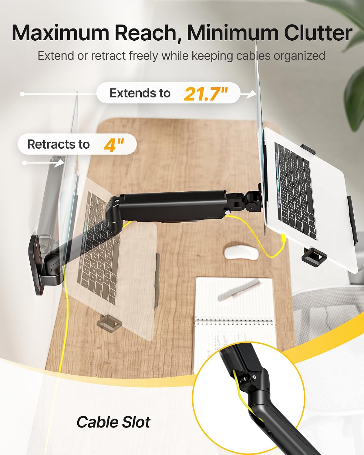 monTEK 2-in-1 Laptop Wall Mount, Fits 12–18" Laptops & 32" Moni...