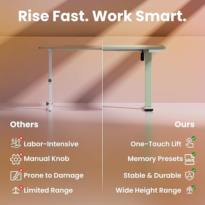 HUANUO 32" Small Electric Standing Desk Adjustable Height, 4 Memory Height - Image 6