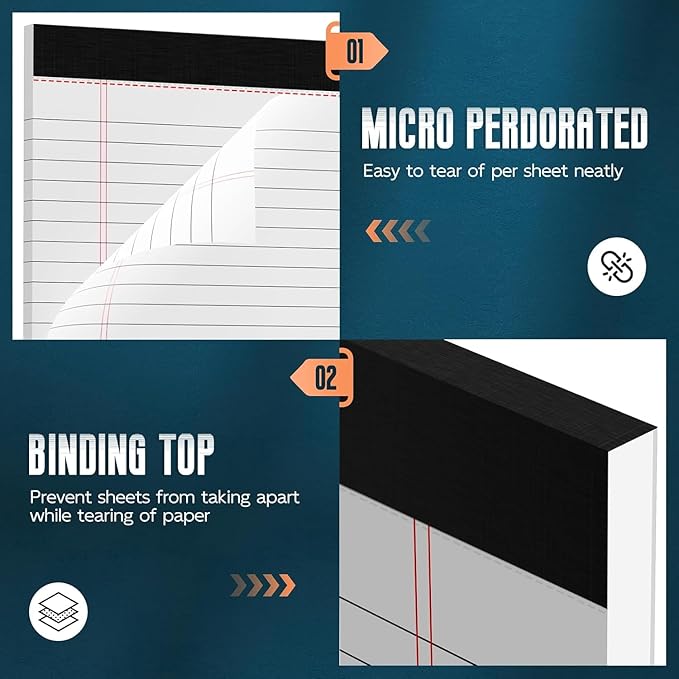White Legal Note Pads 8.5X 11'', 24 Pack Legal Paper Note Pads, Micro - Image 4