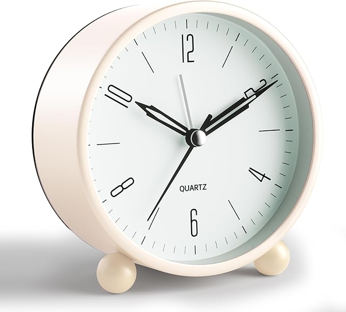 Analog Alarm Clock, 4 inch Super Silent Non Ticking Small Clock by JALL