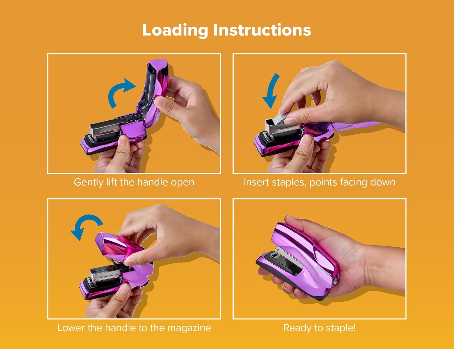 Bostitch Heavy Duty Stapler Value Pack, 40 Sheet Capacity, Purple