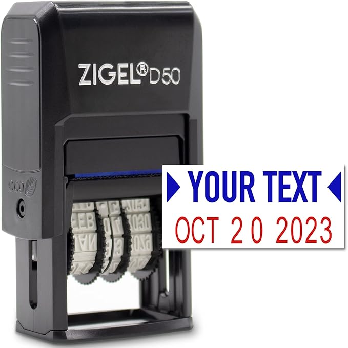 ZIGEL D50 Date Stamp with Your Custom Text by ZIGEL