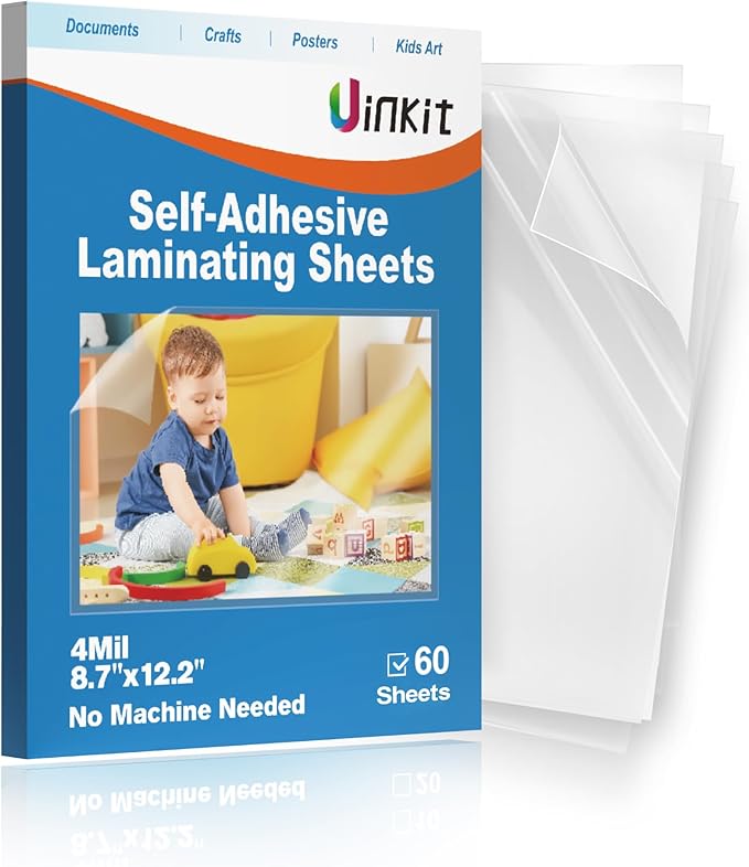 Uinkit 4mil Thicker Single-Sided Self-Adhesive Laminating Sheets, Office & Home by UinkitHandicraftsandConservationSpecialist