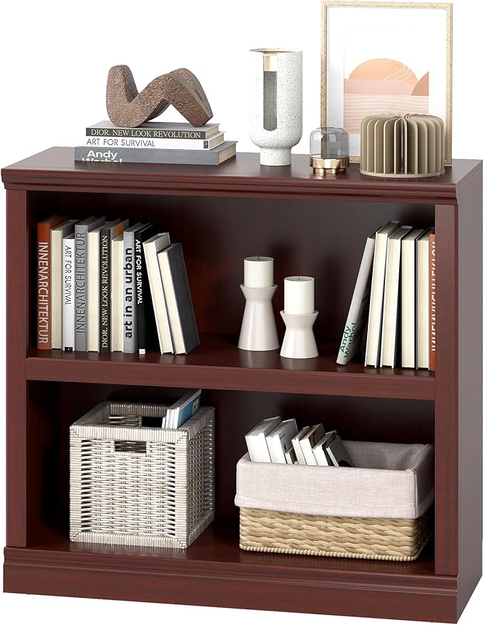 blini 2-Shelf Bookcase Wooden Bookshelves 33in Wide Floor Standing Display - Image 6
