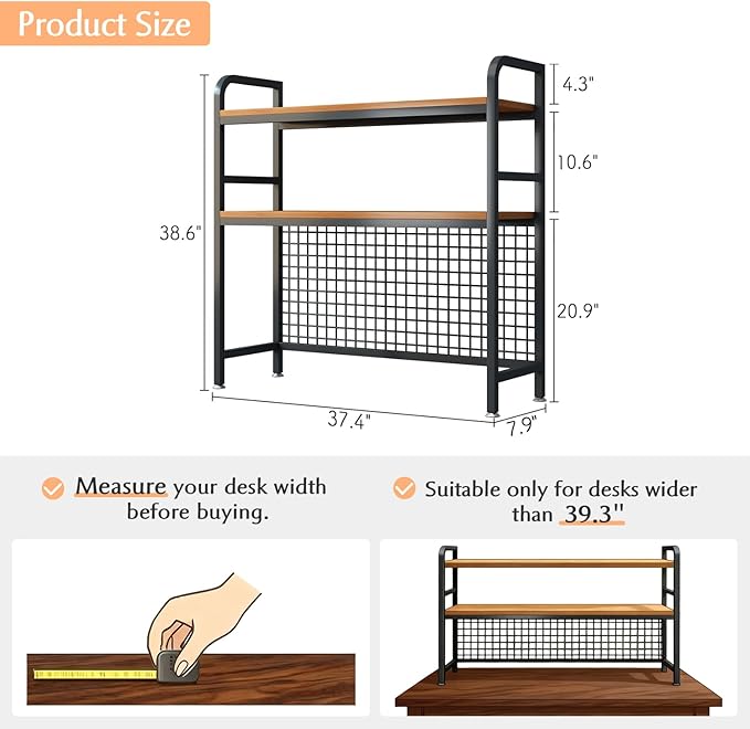 IOTXY 2-Tier Desktop Hutch Bookshelf - Image 2