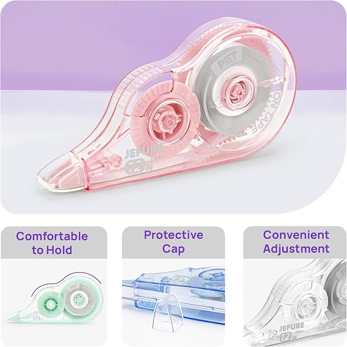 JEFURE 4 Pcs Colorful Core Correction Tape, 39.37 Ft White Wrong Out - Image 3
