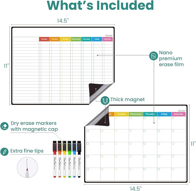 Magnetic Dry Erase Chore Chart, Monthly Calendar Set - Image 2