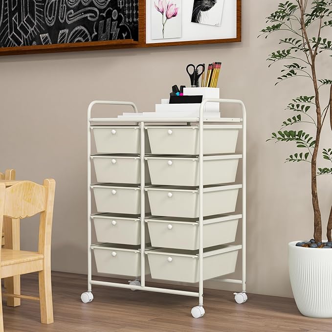 GOFLAME 10-Drawer Rolling Storage Cart, Art Craft Storage Organizer on Wheels - Image 9