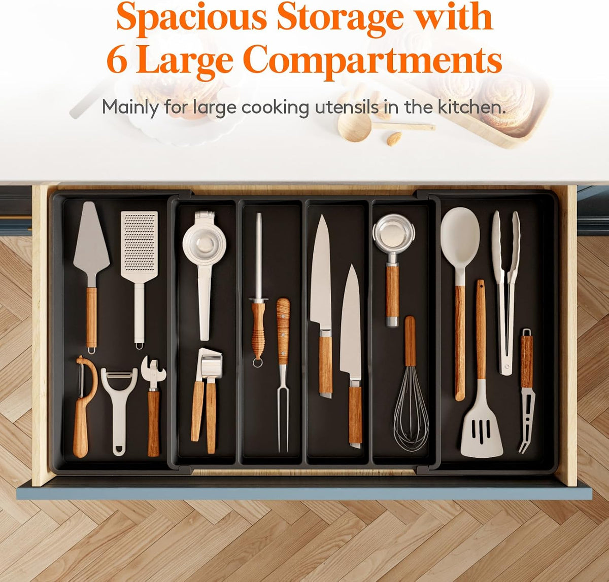 Lifewit Utensil Organizer for Kitchen Drawers, Expandable Utensil Tray