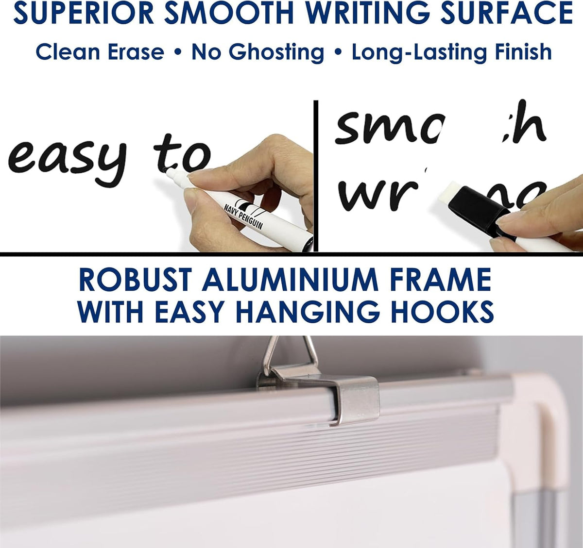 White Board with Cork Board 24x18 in, Combo Dry Erase Board for Wall