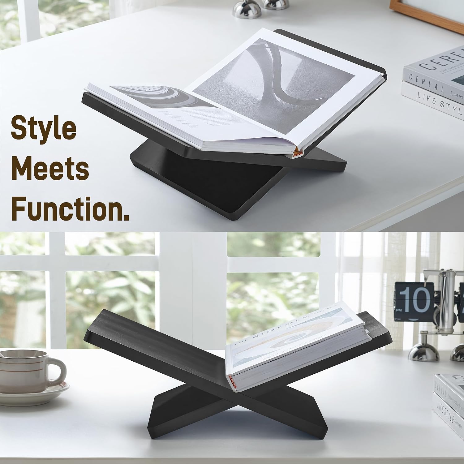 Solid Wooden Book Stand 16" x 9.5" x 6" Extra Large Display Stand | Open Book Holder Stand, Wood Book Display Stand for Coffee Table Books, Cookbooks, Bibles & Magazines