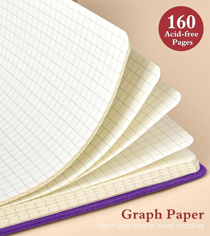 PAIBAS Graph Notebook for Women Men, 160 Pages Grid Paper, Graphing Notebooks - Image 4