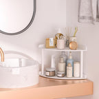 Sezanrpt 2 Tier Acrylic Corner Shelf Organizer Storage 9.5x9.5x8 Inch, Study - Image 2