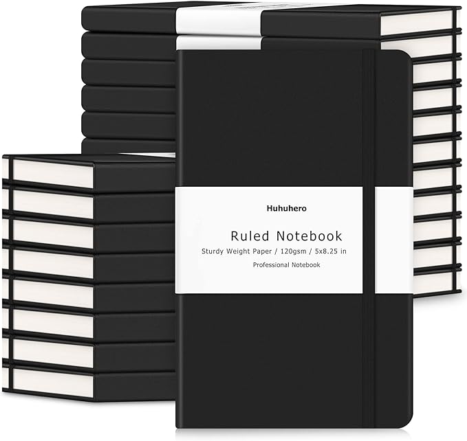 Huhuhero Lined Journal Notebook, 20 Pack Hardcover College Ruled Notebooks by Huhuhero