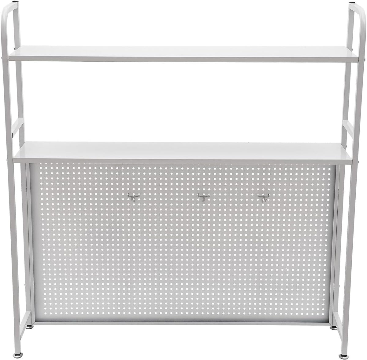 2 Tiers Freestanding Desk Bookshelf, 38 Inch Desktop Bookcase Display Shelf R...