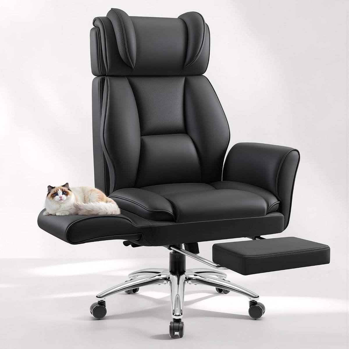 Big and Tall Office Chair, Flip Armrests for Pets & Cross Legged Sitting,...