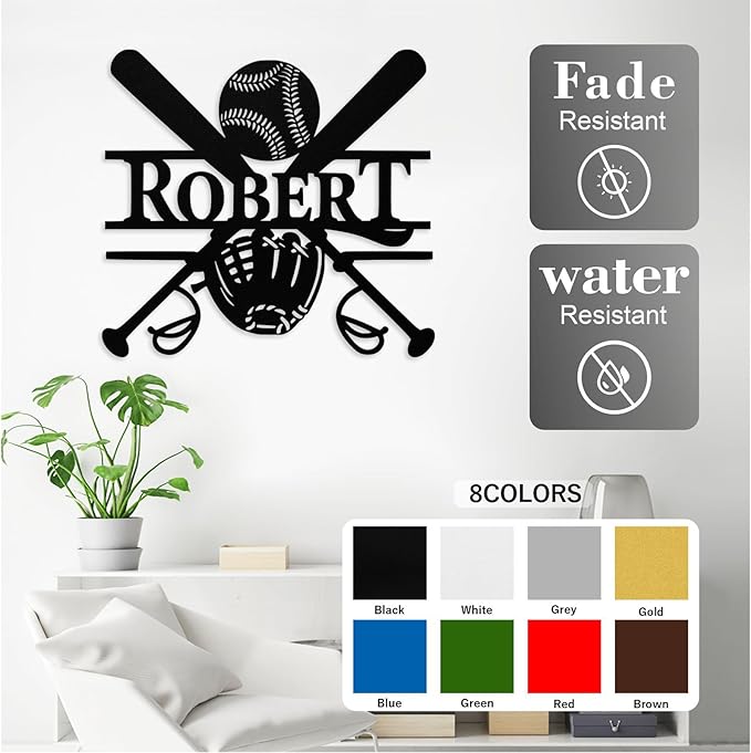 Personalized Baseball Metal Sign Custom Name Sign Baseball Player Gift Boys - Image 4