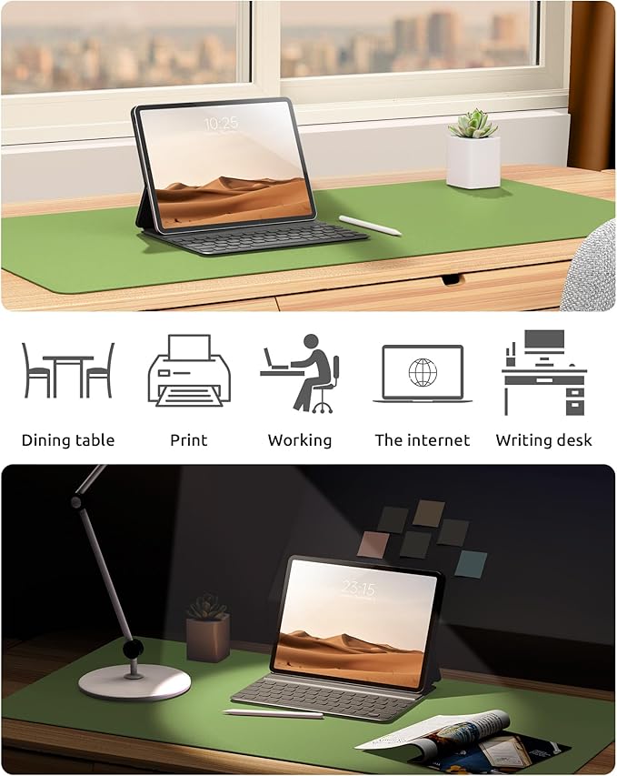 YSAGi Leather Desk Protector, Office Mat, Large Mouse Mat, Non-Slip PU Leather - Image 6