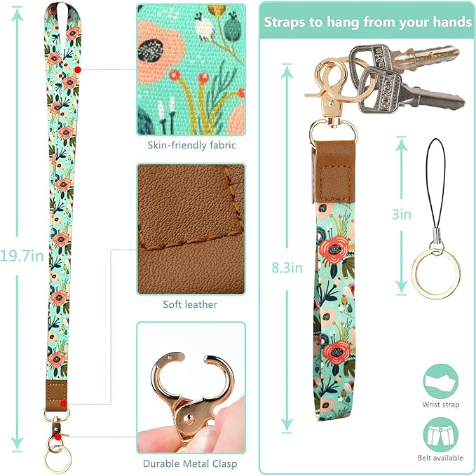 bolimoss Floral Lanyard Wallet, Cute Teacher Lanyards - Image 5