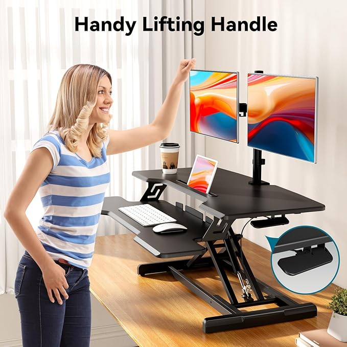 JYLH JOYSEEKER 35" Standing Desk Converter, Height Adjustable Desktop Riser - Image 5