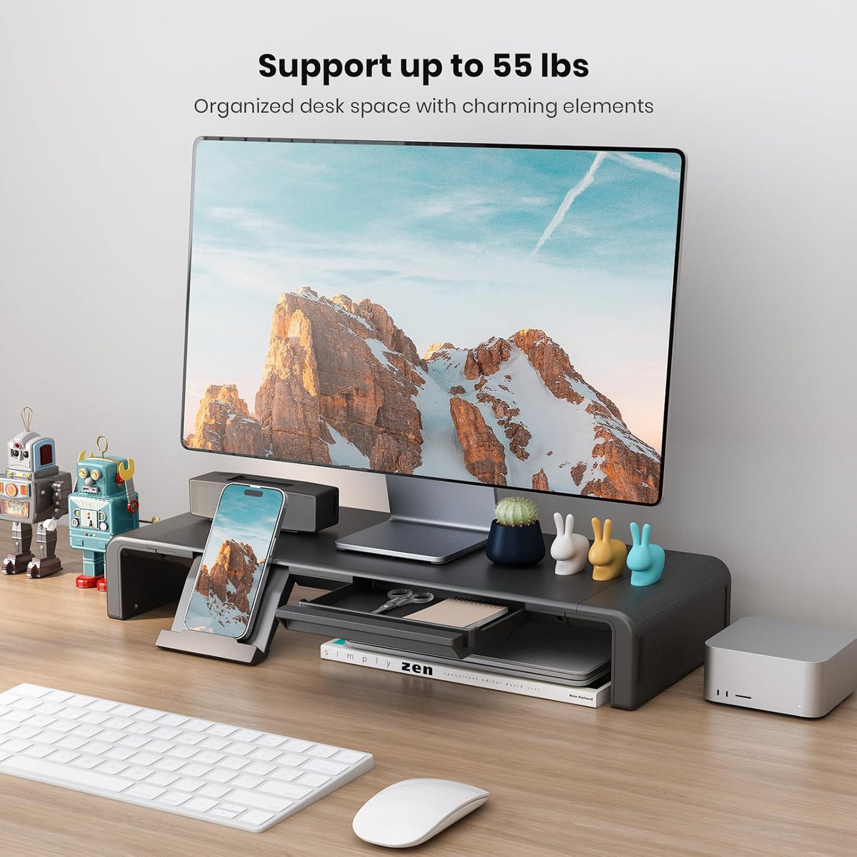 Klearlook Computer Monitor Stand for Desk, Adjustable Foldable Monitor Riser ...