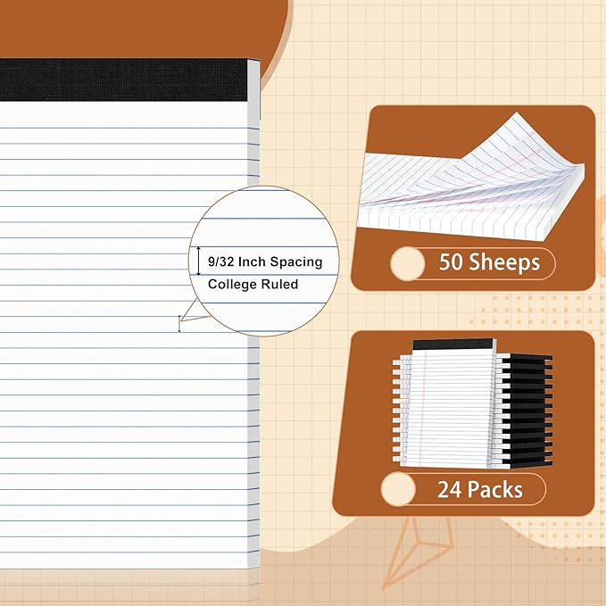 Legal Pads 8.5 X11, Narrow Ruled Notepads, 24 Pack, 50 Sheet/Pad, Tear Off - Image 2