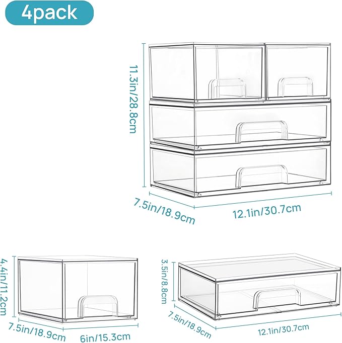 Vtopmart Stackable Storage Drawers Set of 4, Laundry Room Organization - Image 3