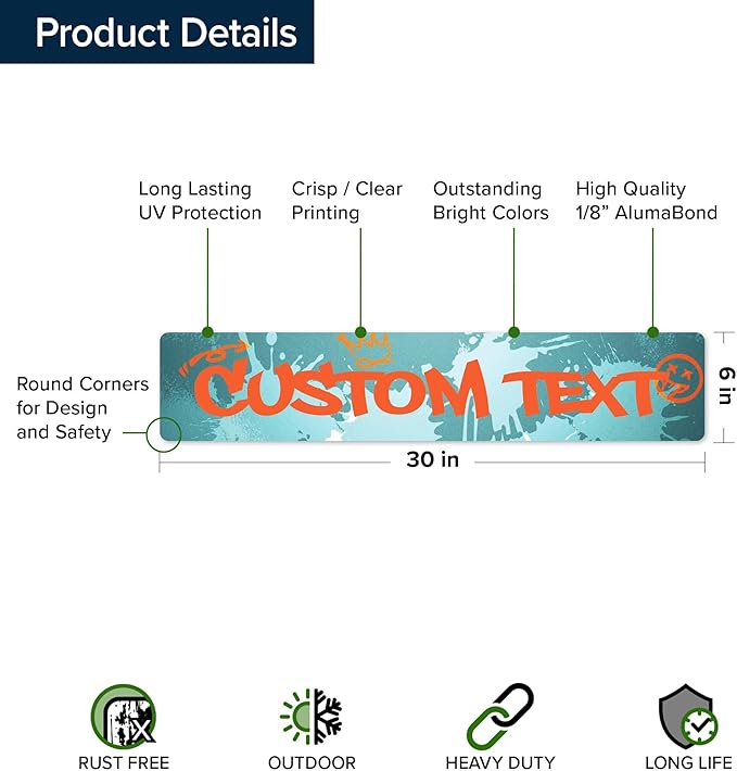 Custom Sign, Custom Street Sign, 11 Font Colors, 13 Font Styles, 4 Hole Options - Image 6