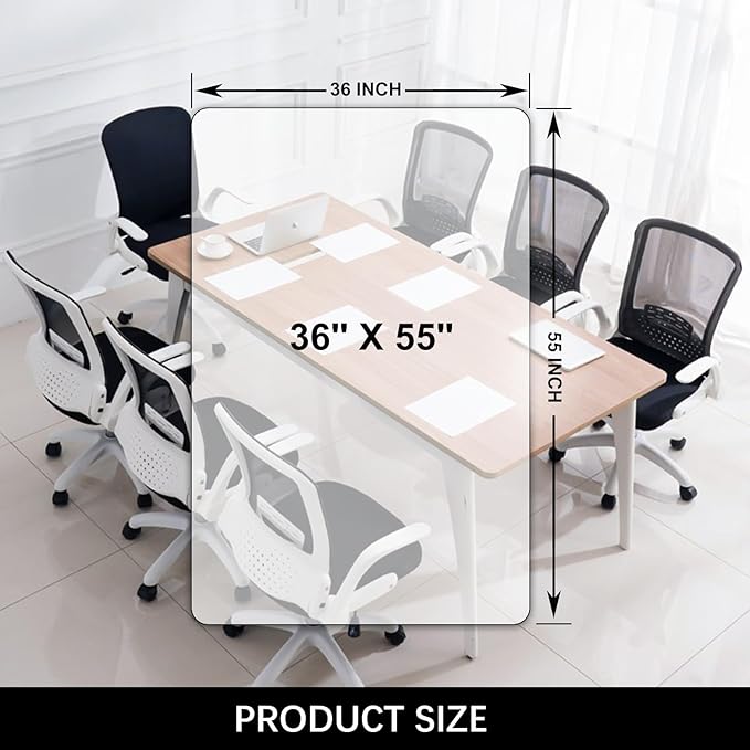 Kuyal Clear Chair mat for Hardwood Floor 36 x 55 inches Transparent Floor Mats - Image 3
