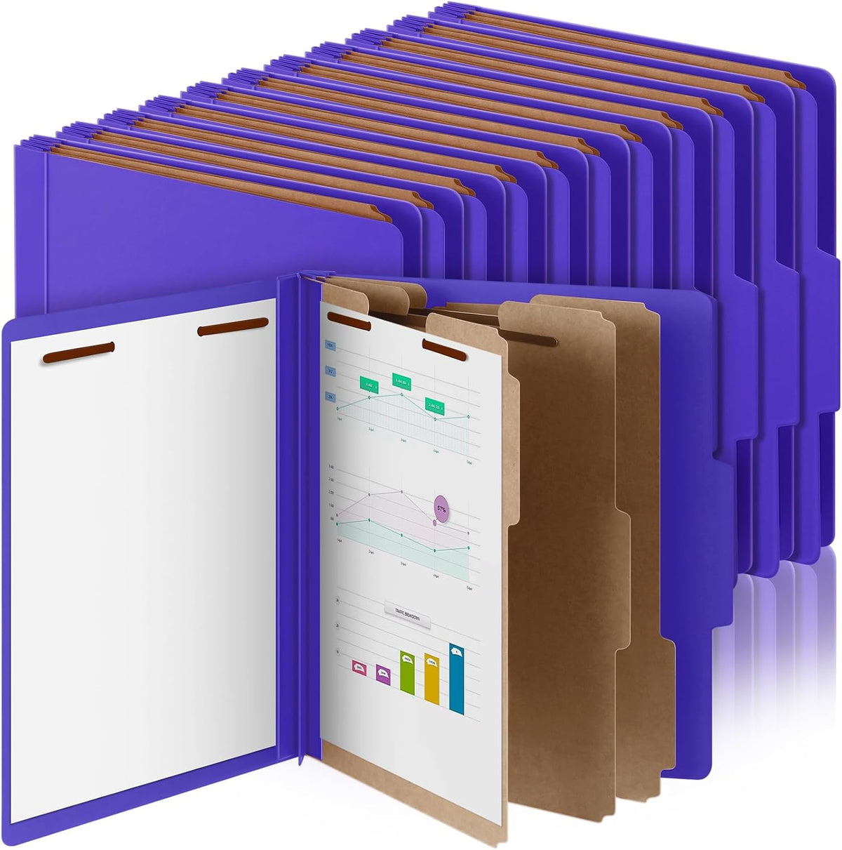Skyygemm 36 Pcs Classification Folders Letter Size, 3 Divider Pressboard File