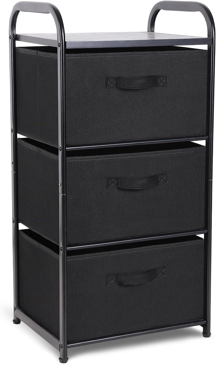 MAX Houser Dresser Storage with 3 Fabric Drawers, Black