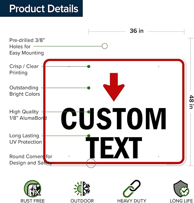 Custom Arrow, Custom Directional Sign, Down Arrow, 36x48 Inches, Rust Free - Image 6