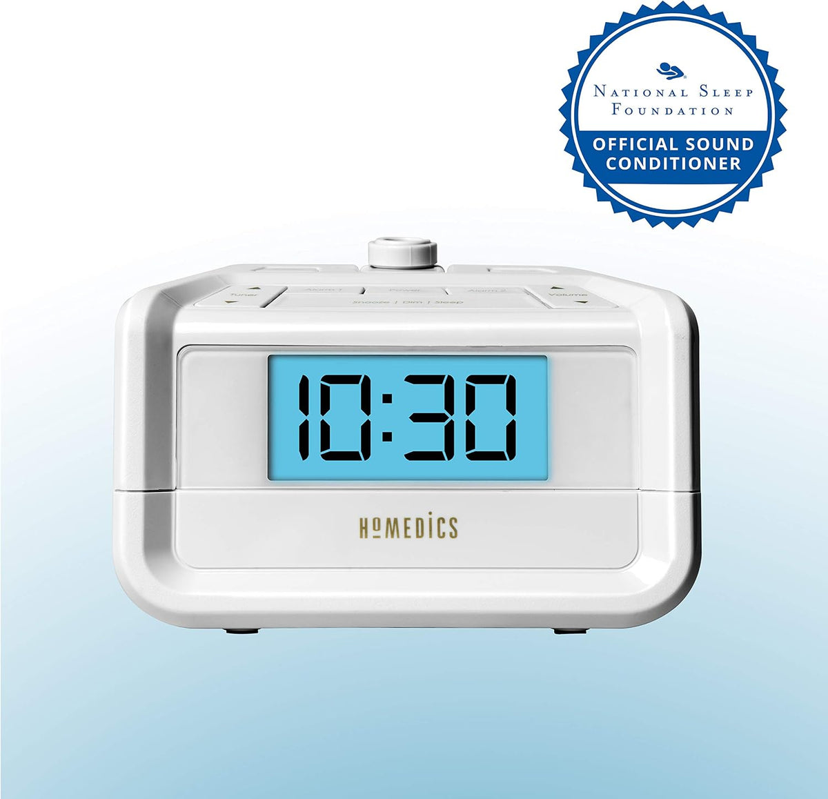 homedics dual alarm digital fm clock radio time showing dimensions