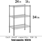 Regal Altair 14" Deep x 24" Wide x 34" Height Wire Shelving Kit | 3-Tier | NSF - Image 3