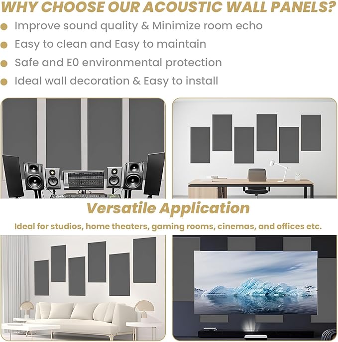 6 PCS Acoustic Panels, Large Soundproof Wall Panels, Professional Fiberglass - Image 7
