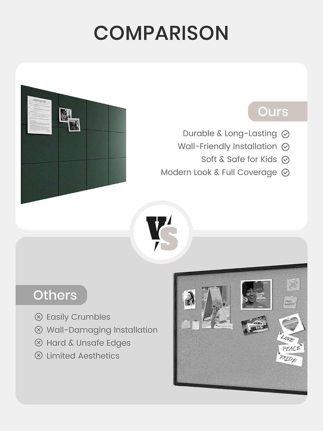 Bumusty 48" x 36" Large Cork Board Alternative, Christmas Green