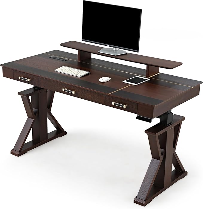 EUREKA ERGONOMIC Ark SWS Standing Desk, 63 inch Executive Desk w Drawers - Image 9