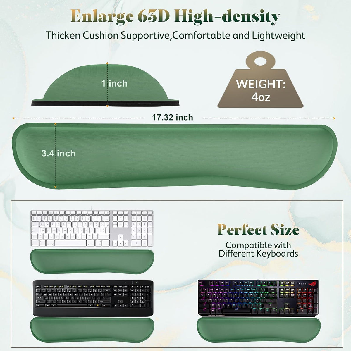 Gimars 17.3'' Extended Keyboard Wrist Rest Pad with 63D High-Density,...