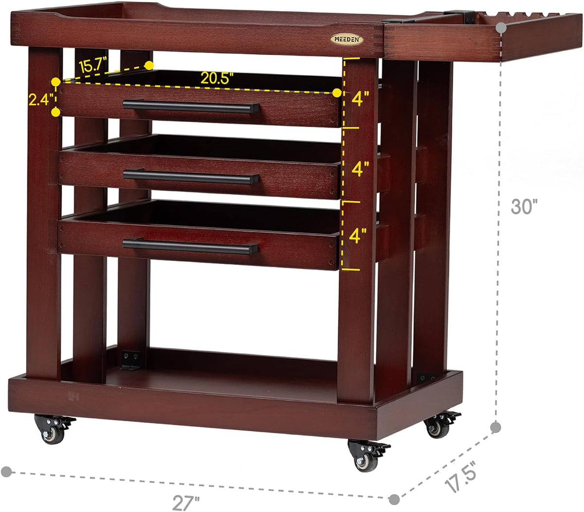 meeden art supplies storage cart: 5-tier utility rolling showing dimensions
