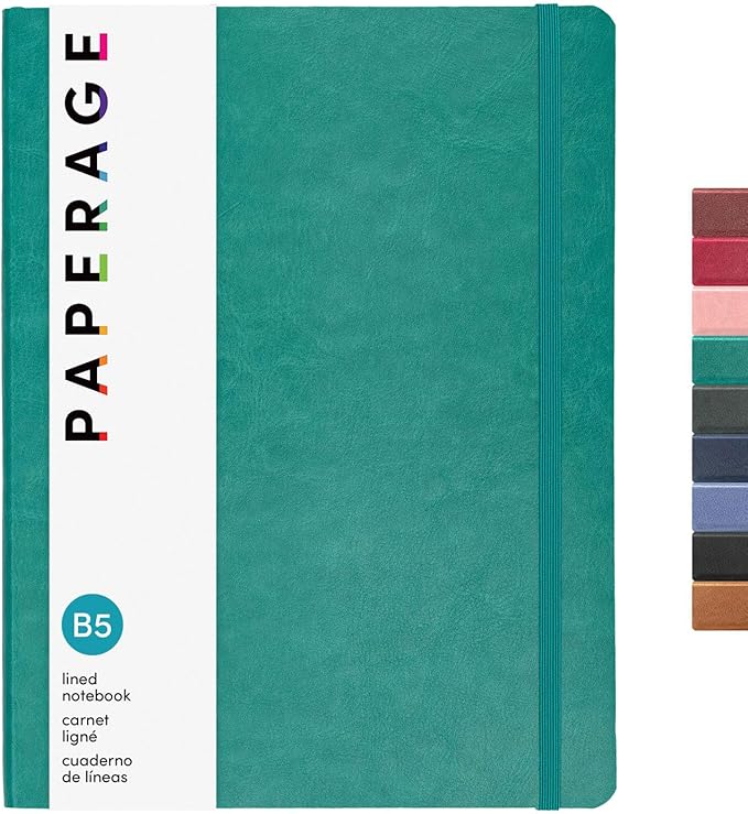 PAPERAGE Softcover Lined Journal Notebook, 176 Pages, Large B5 College Ruled by PAPERAGE